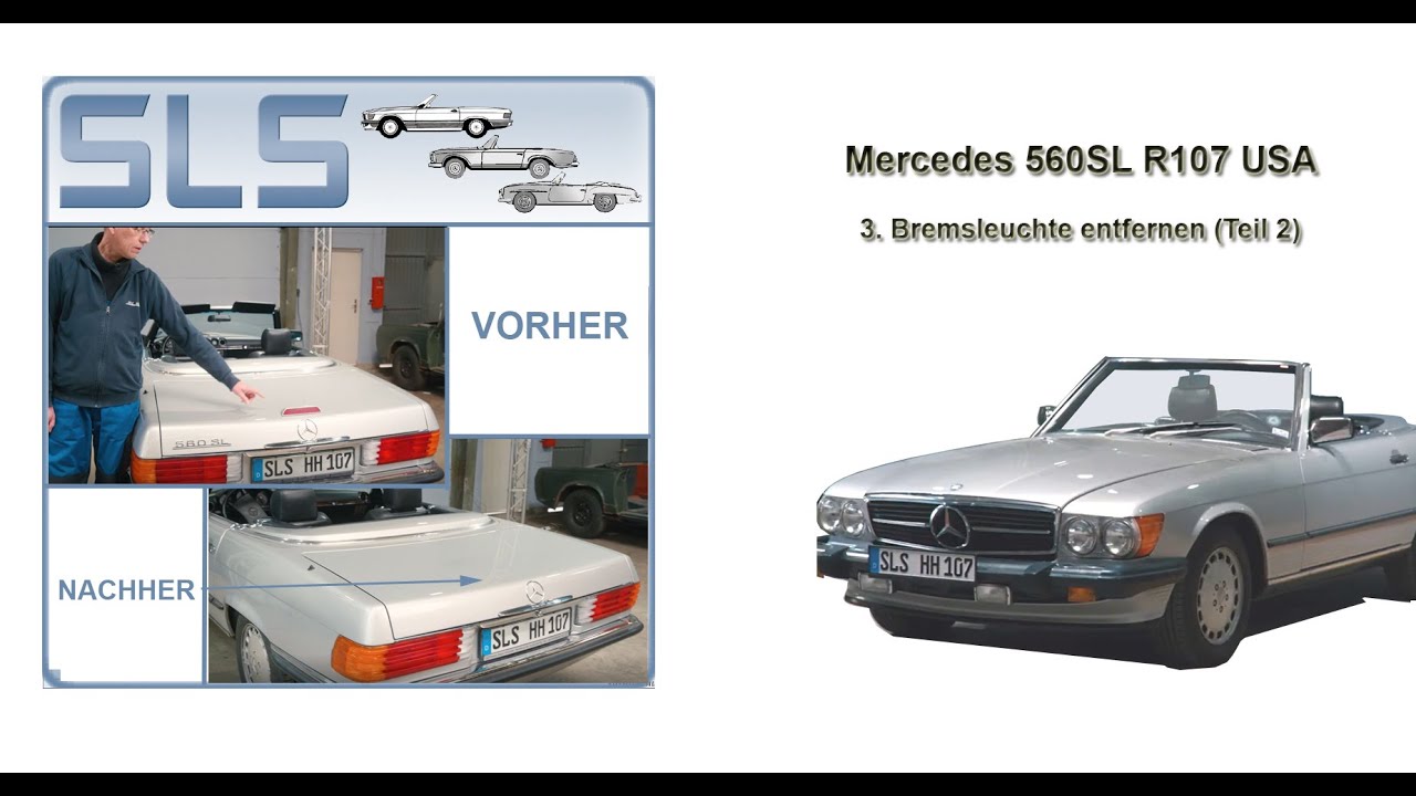 Mercedes R107 560SL USA 3.Bremsleuchte entfernen (Schweißen, Spachteln geb. Heckdeckel kaufen?)Teil2