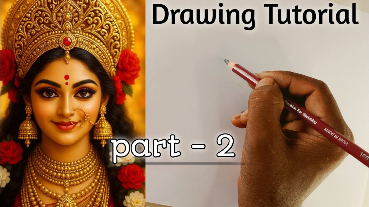 Lakshmi Mata Drawing Process — Part-2 | Time Lapse + Tips