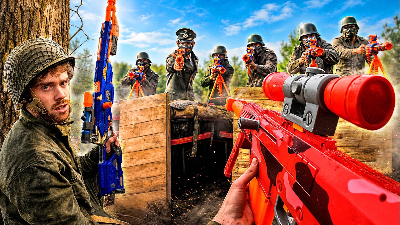 Битва на бластерах Nerf времен Второй мировой войны! (Шутер от первого лица)