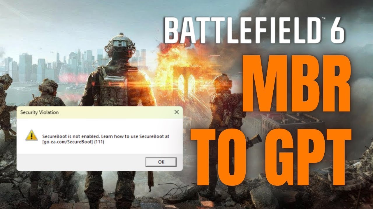 Battlefield 6 Secure Boot-Fehler? Zuerst MBR in GPT konvertieren!