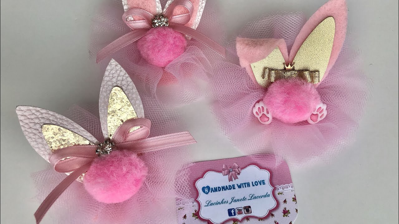 Laço Coelho da Páscoa fluflu ( Diy Easter bunny bows) #easterbows #biws #monos #laços #lacinhos