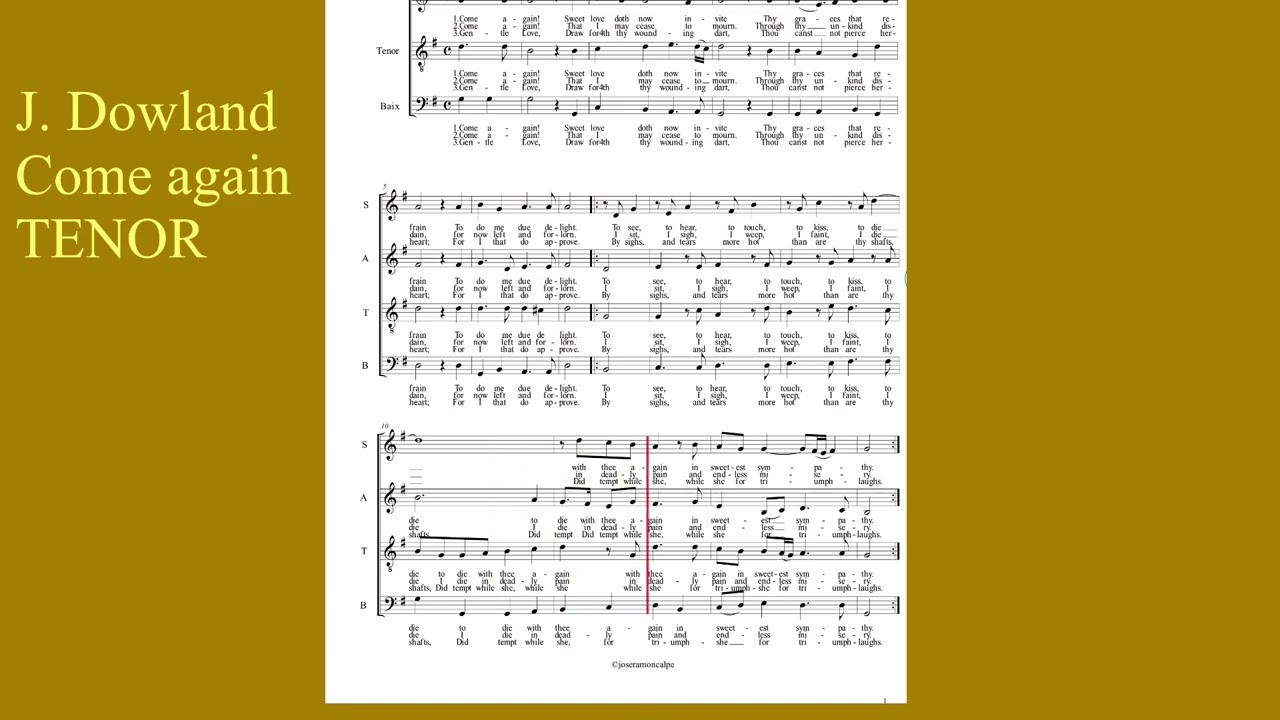 John Dowland, Come again, TENOR