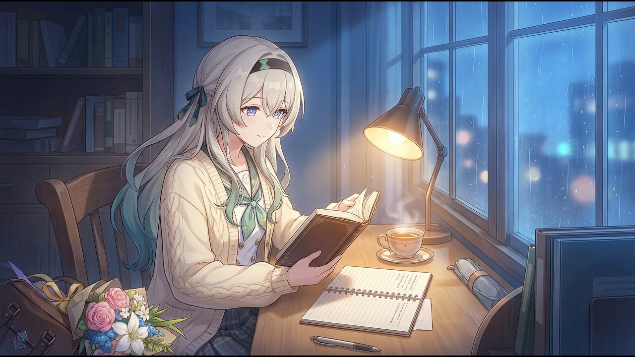 Cozy Anime Jazz Lofi  ☕ Relaxing Study Beats | 1 Hour Chill Focus Music with Firefly