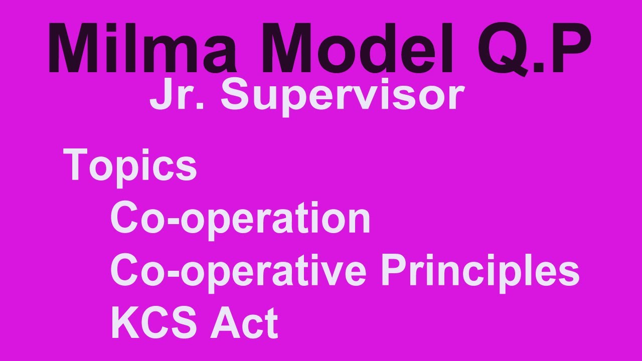 Milma Model Question Paper Jr Supervisor