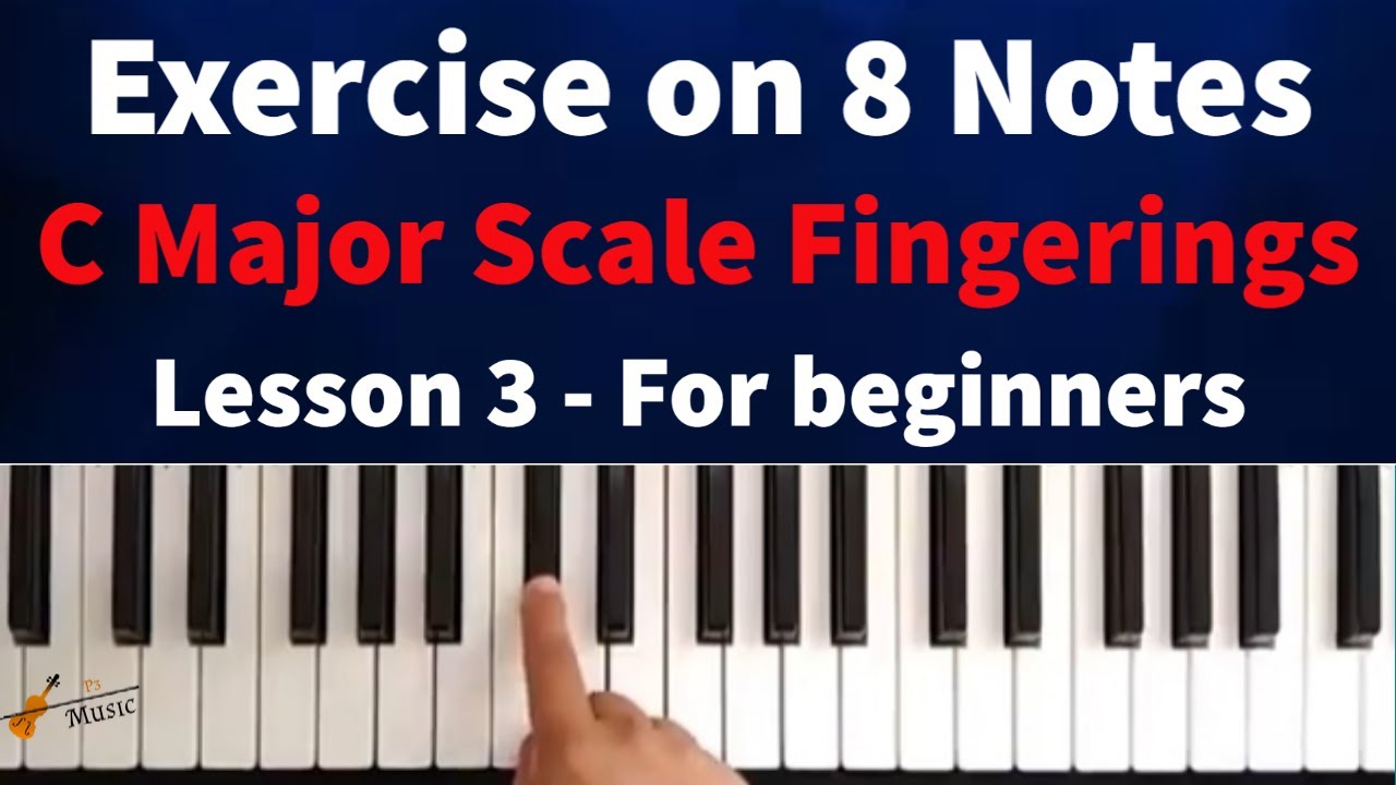Piano Exercise on 8 Notes | C Major Scale Fingerings for Piano, Keyboard | Beginner Lesson 3 #piano