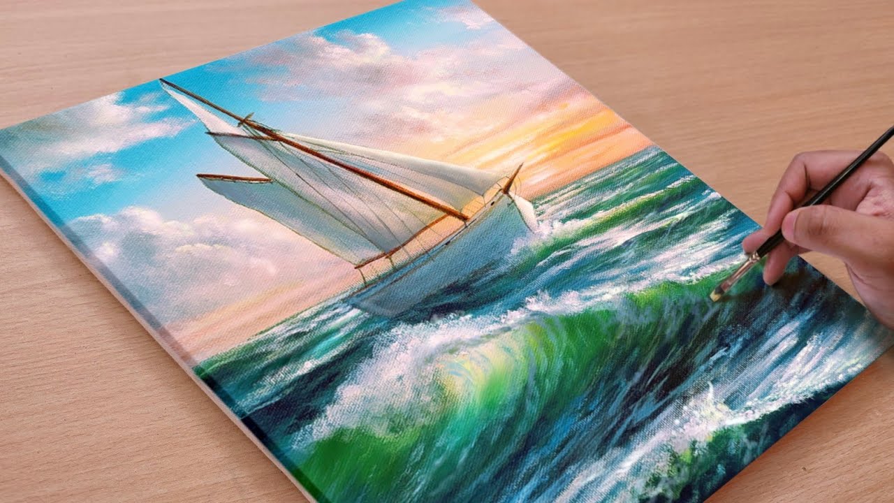 Painting Beautiful Sunset Seascape / Acrylic Paintings /Art Paintings
