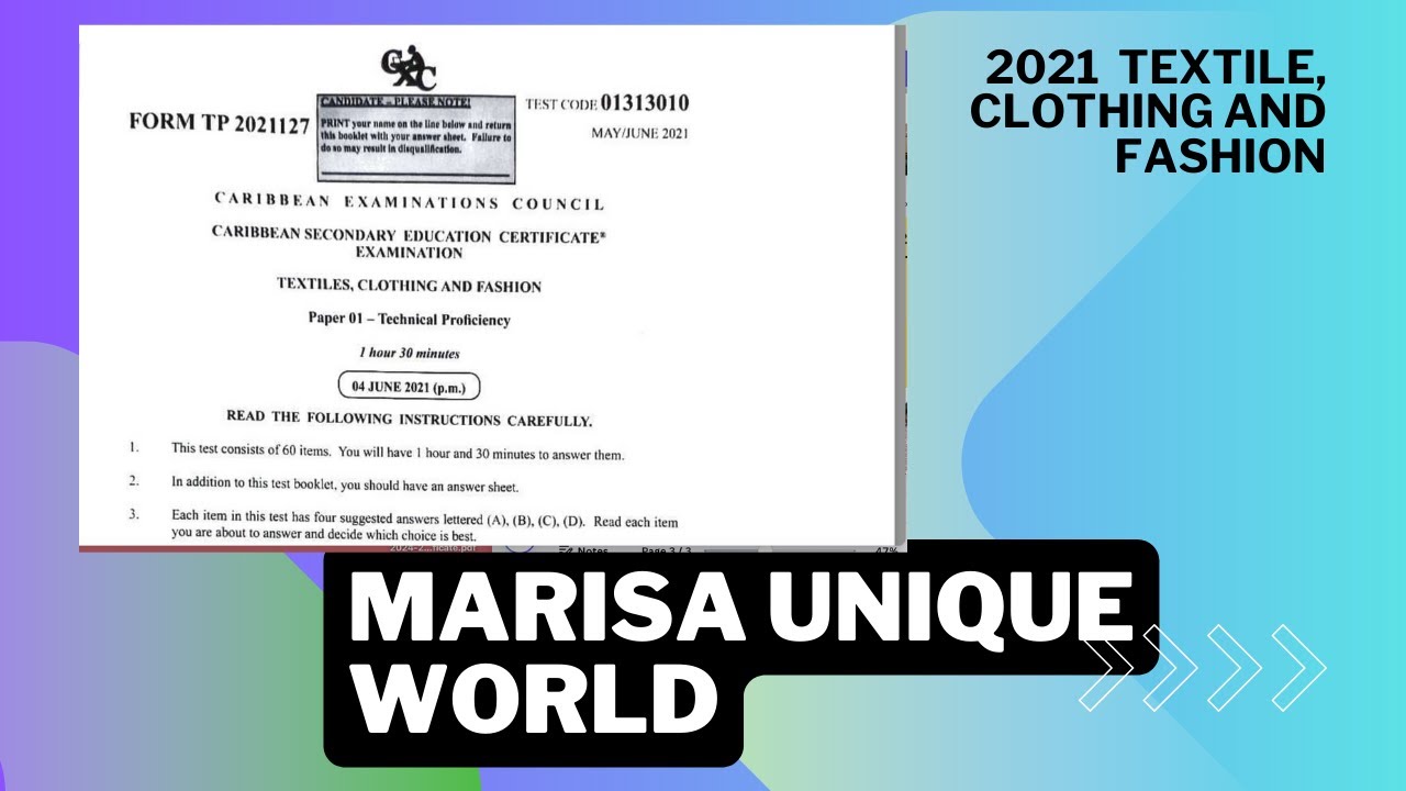2021 (P1) CSEC Текстиль, одежда и мода (Документ 1)