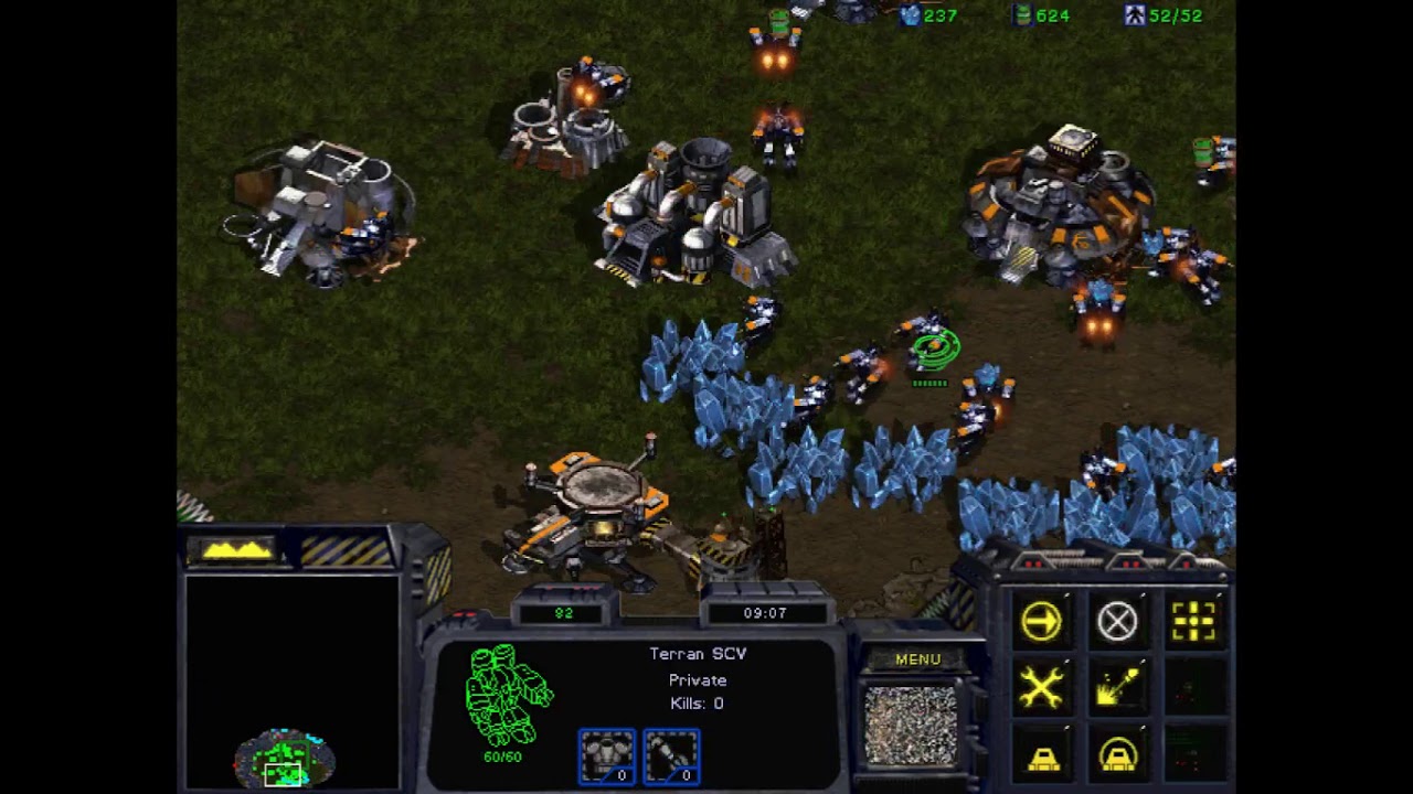 StarCraft: Brood War - 1 Terran vs 7 Random Computers - Map: BGH - Multiple Command Centers Strategy
