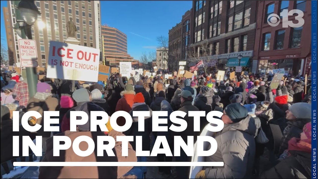 Thousands protest against ICE in Portland's Monument Square
