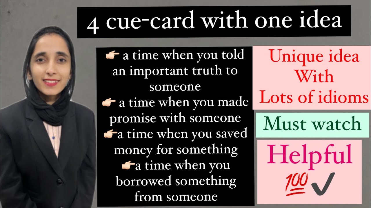 4 cue card cover with 1 idea /unique and easy idea #sumanielts