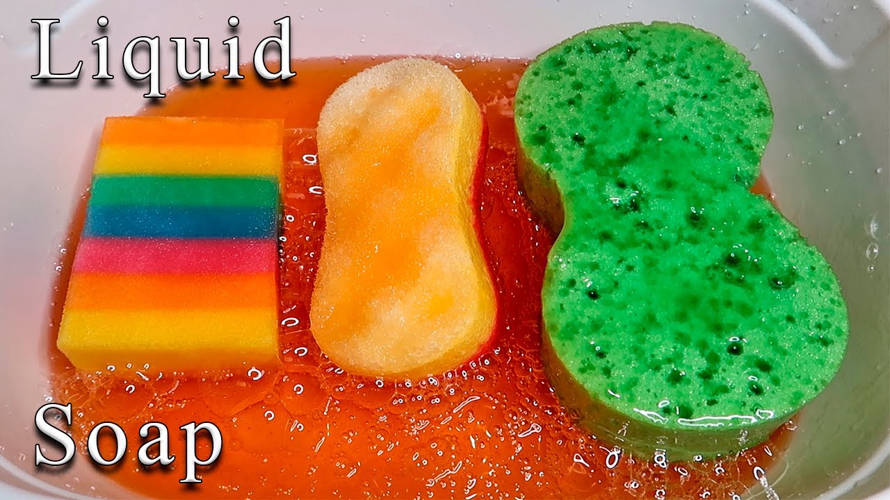 ASMR Thick Sponge Squeezing 🧡 Liquid Hand Soap ✨ Satisfying ASMR