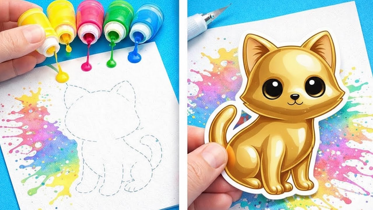 DIY набор стикеров и приключение с Puffy Paint! Очень весело ✂️✨