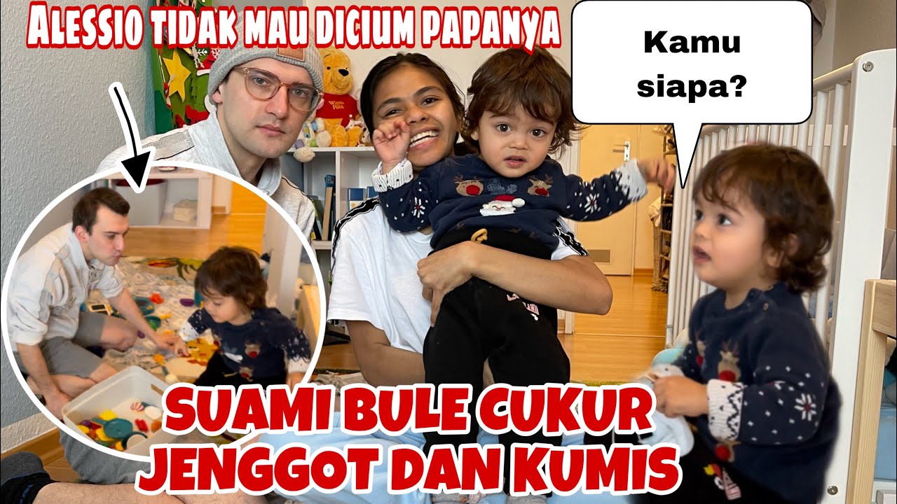 BINGUNG 💯 REAKSI ANAK BULE LIHAT PAPANYA TANPA JENGGOT DAN KUMIS ‼️ #suamibule #anakbule #prank
