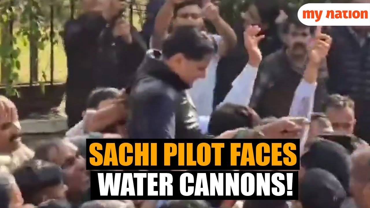 Sachin Pilot Faces Water Cannons During Protest Against PM Modi & HM Shah in Jaipur | WATCH