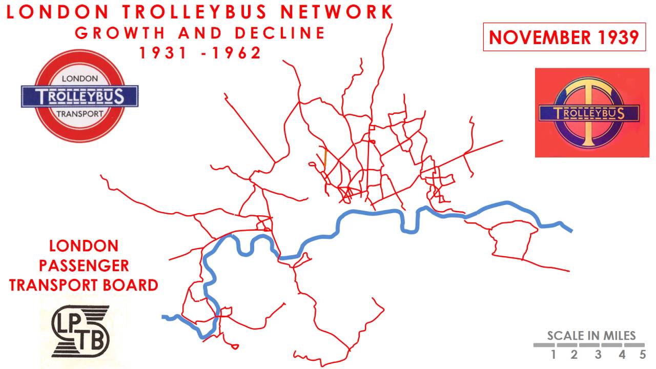 LONDON TROLLEYBUS ROUTES 1931 -1962