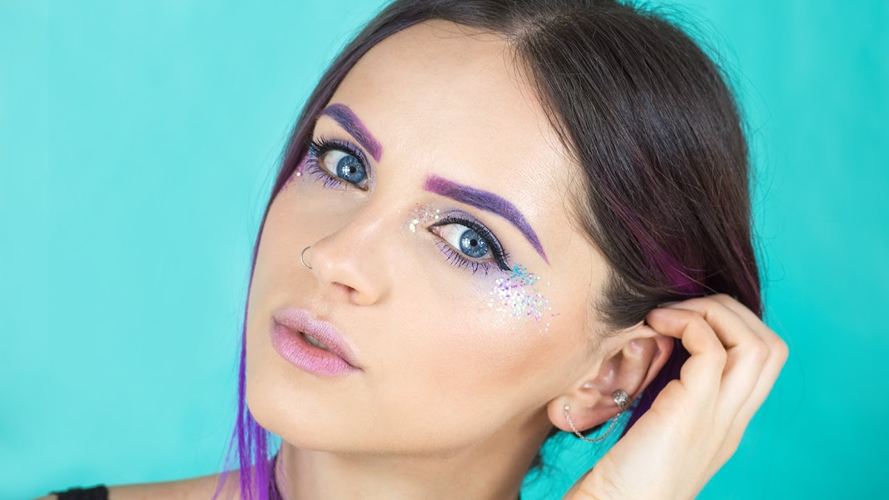 Festival Glitter Makeup - Purple Eyebrows | MILA