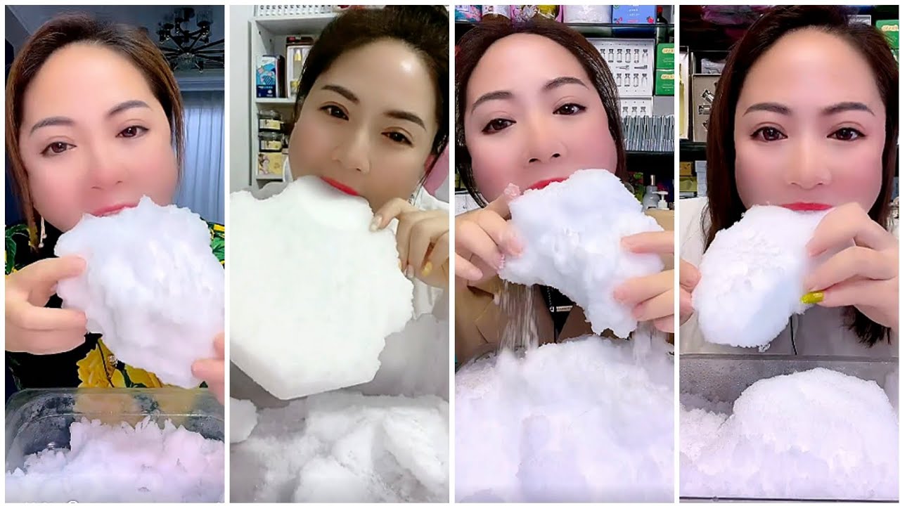 ❄️«ASMR WHITE ICE CHUNKS POWDERY ICE EATING LOUD SQUEAKY BITES (Only Bites)»❄️
