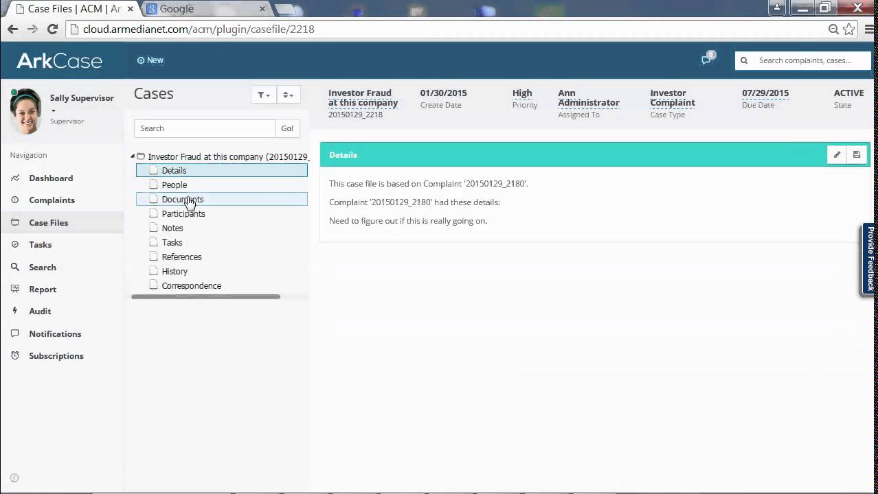 Quick access to a Case