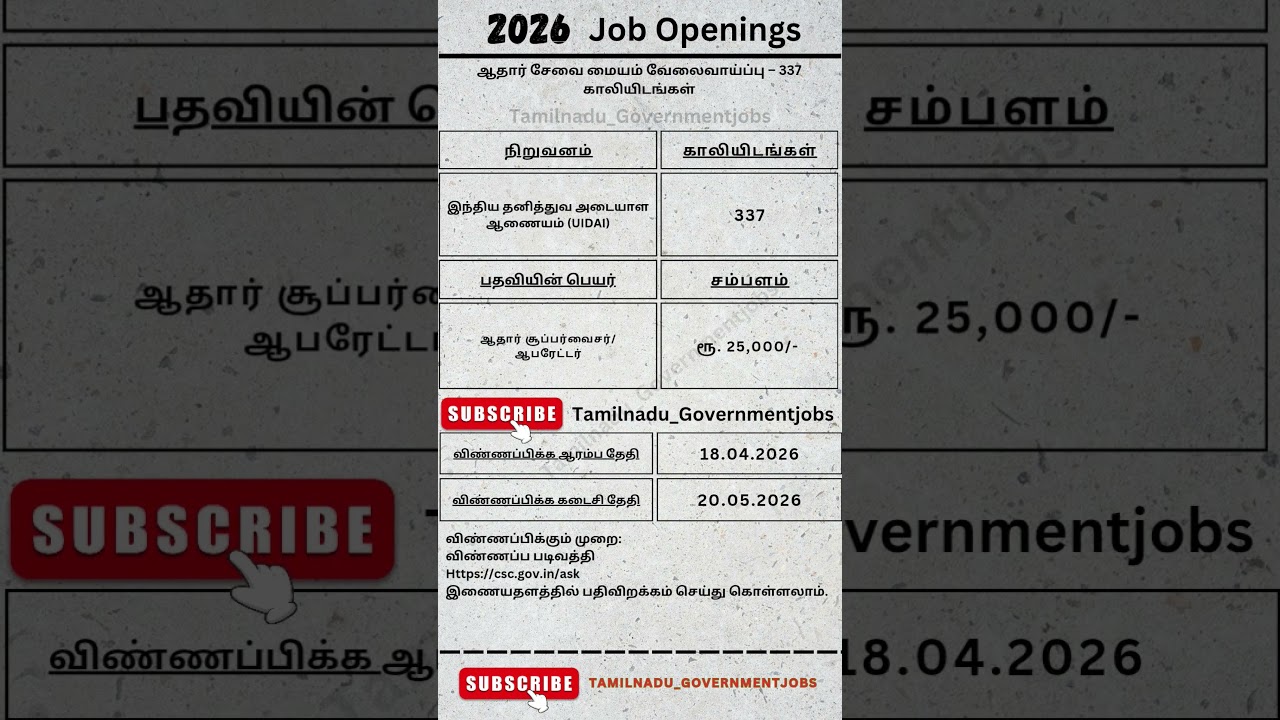 2026 Job Vacancy #job #tnpsc #governmentjobs #news #tamil #tnpscgroup4 #shorts #ytshorts #vacancy