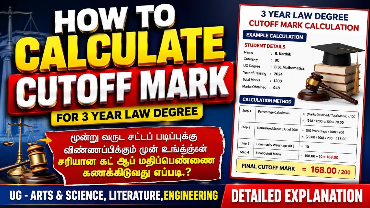 TNDALU 3 Year Law Admission | How to Calculate Cutoff Mark For 3 Year LLB Degree | #llbadmission2026