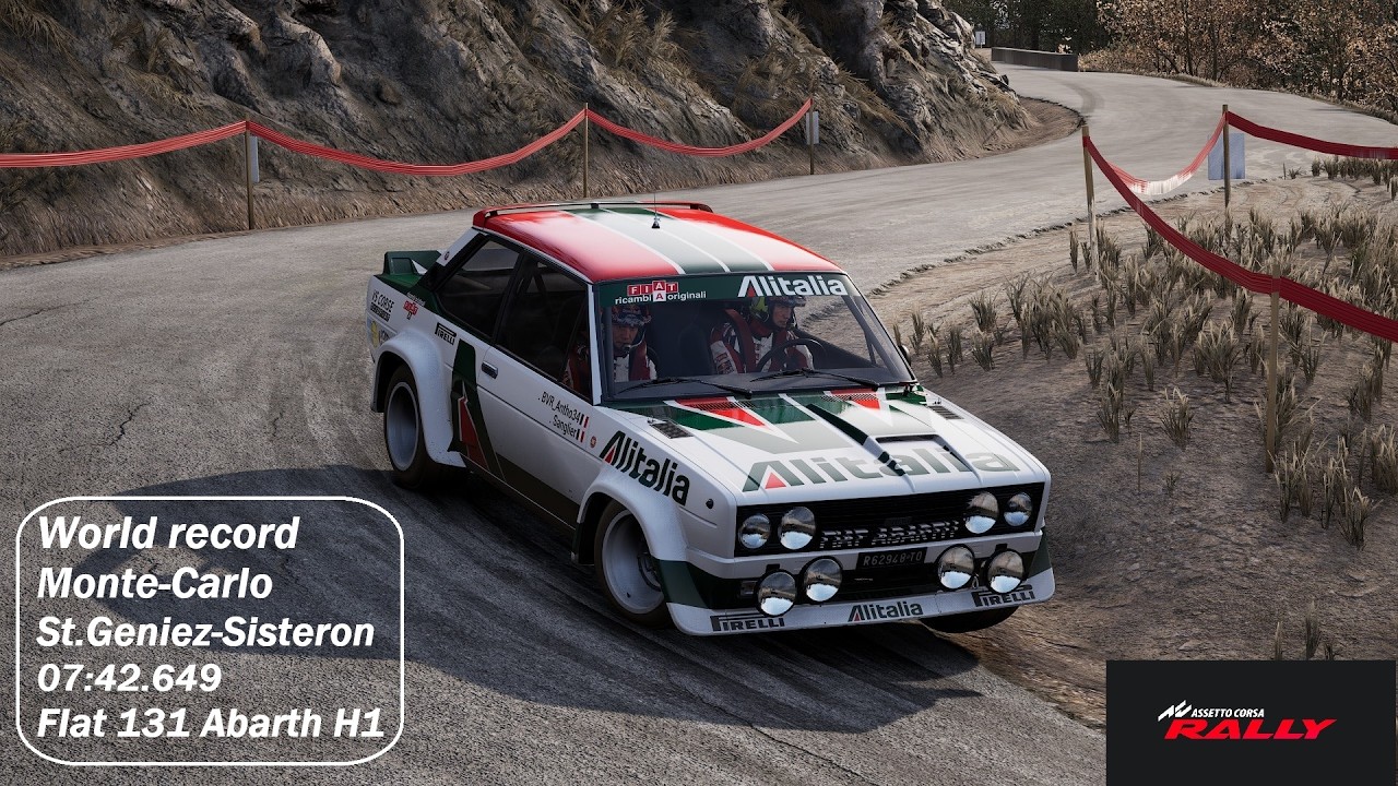 Assetto Corsa rally : World record in Monte-Carlo / St.Geniez-Sisteron en Fiat 131 Abarth H3 | Setup
