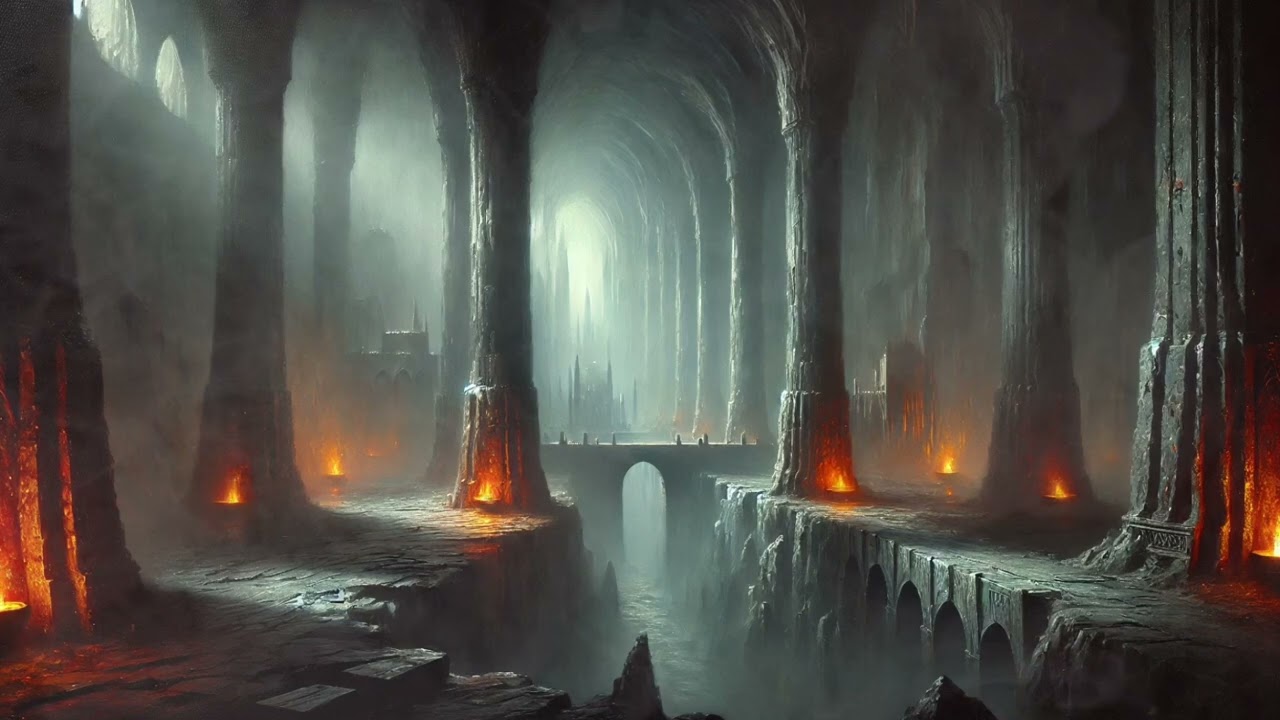 Mines of Moria Ambience | Dungeon Sounds, Deep Chants & Low Winds | No Music