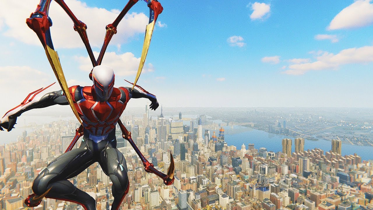 Spider-Man PS4 - Spider-Man 2099 White Suit with Iron Arms Combat & Free Roam Gameplay