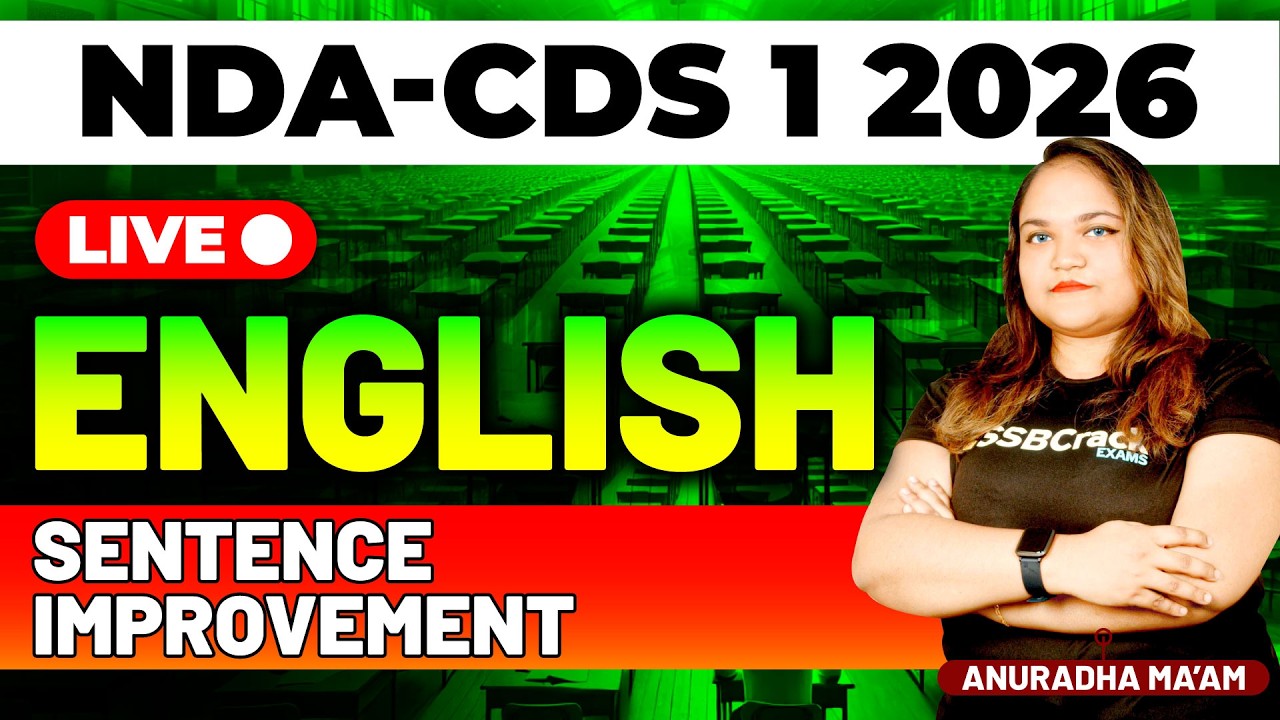 NDA & CDS 1 2026 Exam English Live - Sentence Improvement