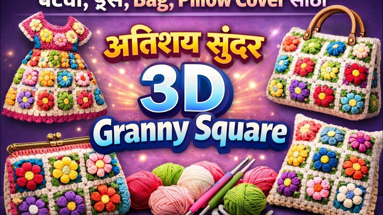 Granny square विणकाम मराठी#marathi #crochet 