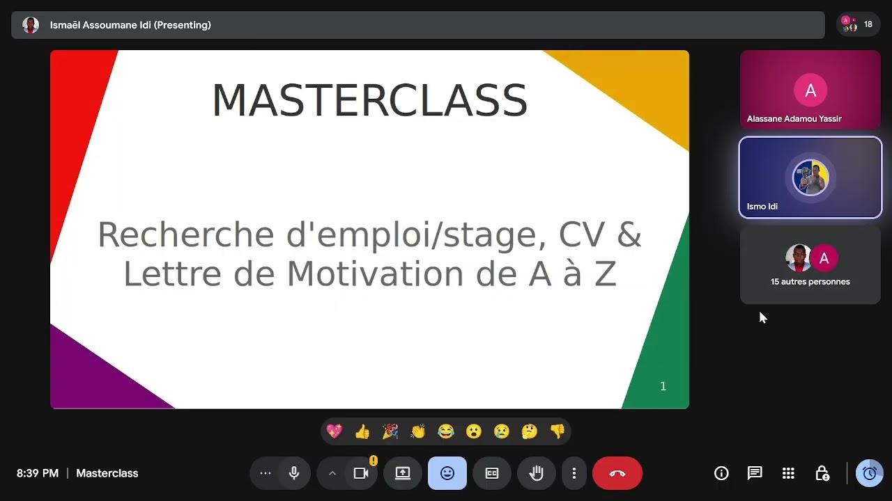MASTERCLASS by @IsmoIdi : Recherche d'emploi/stage, CV & Lettre de Motivation de A à Z