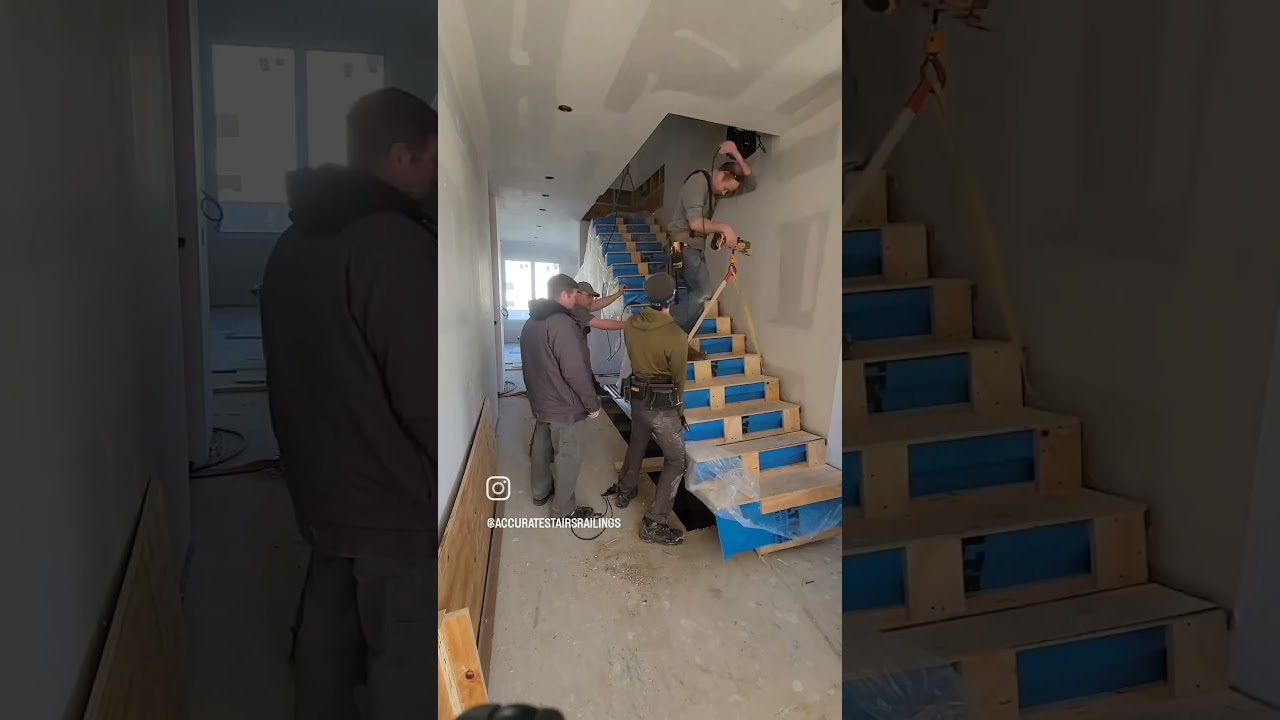 Cantilever box stair install #staircase #howitsdone #behindthescenes #work #stairs
