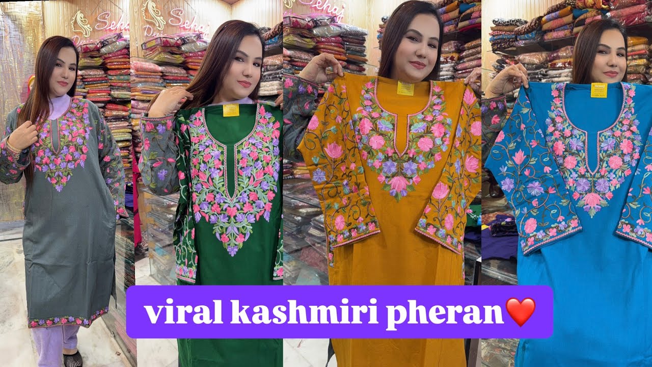 viral kashmiri pheran || winter style at peak || free shipping || latest kashmiri embroidered pheran