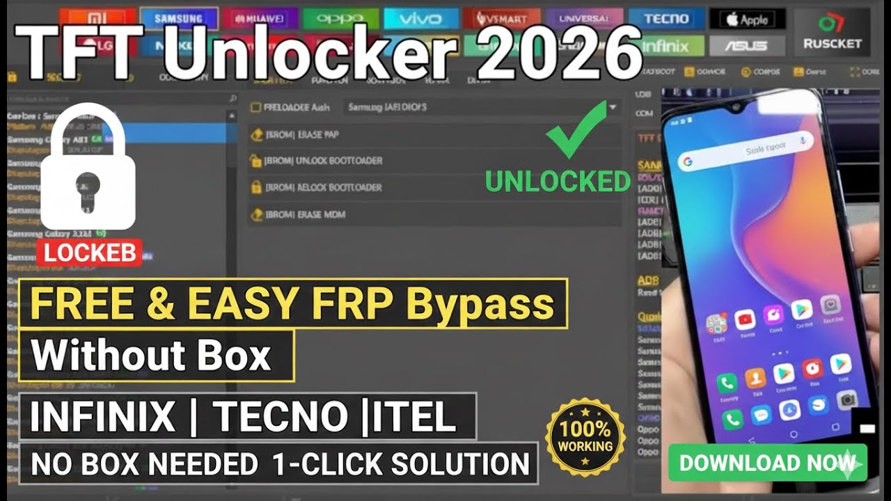 TFT Unlocker FRP Tool | All Android FRP Bypass | Infinix, Tecno, Itel New Method