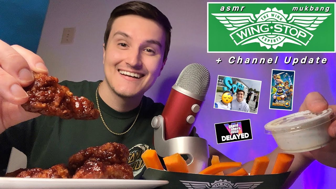 ASMR Wingstop Chicken Wings YUMMY Mukbang + Обновление канала 🍗💤