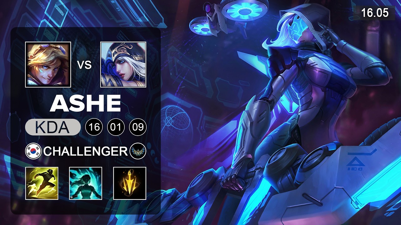 Ashe vs Ezreal ADC - KR Challenger - Patch 16.05 Season 16