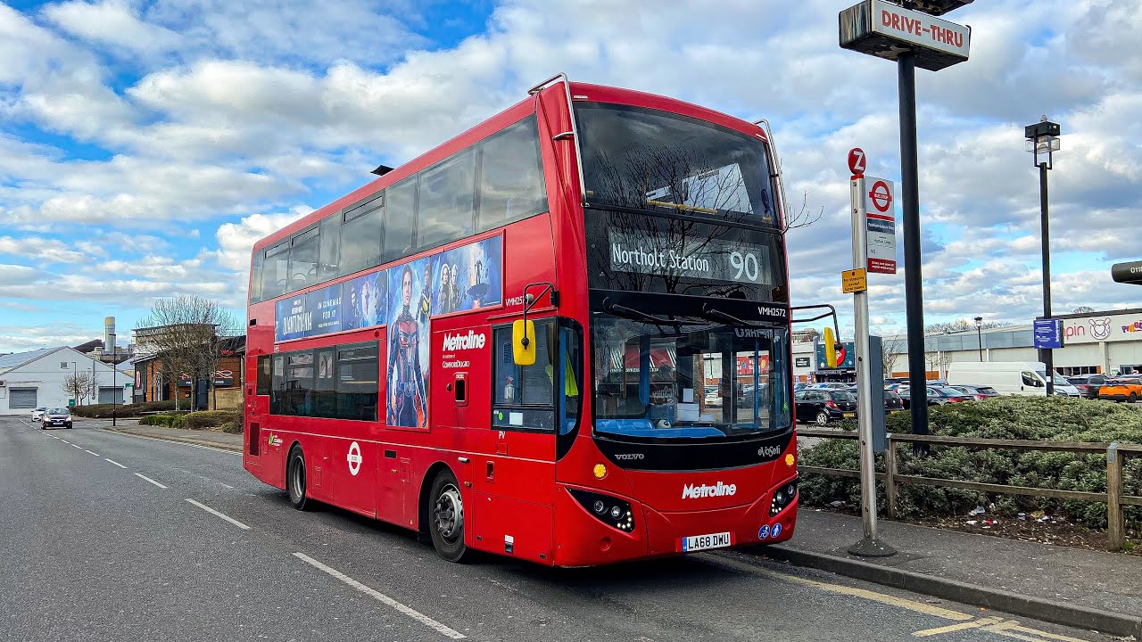 Full Route Visual | London Bus Route 90: Feltham, Leisure West to Northolt Station 