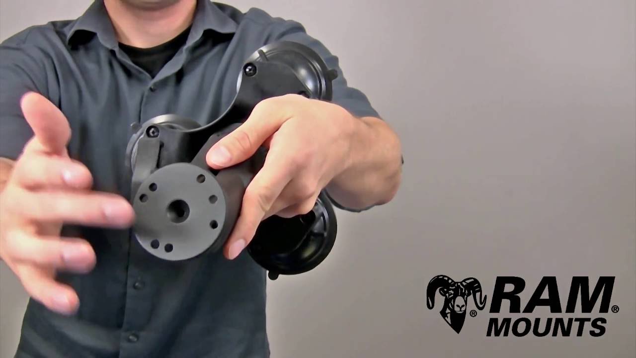 RAM Triple Suction Cup Base with 1.5  Dia  Double Socket Arm & Round Base