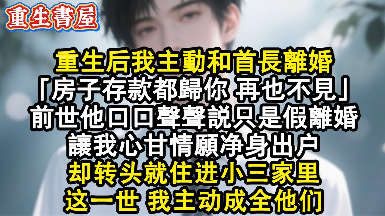【重生爽文】#重生 後我主動和首長離婚”房子存款都歸妳再也不見”，前世他說只是假離婚，讓我心甘情願凈身出戶，卻轉頭就住進小三家裏，這一世我主動成全他們#小說 #完结文 #情感 #重生小說 #爽文