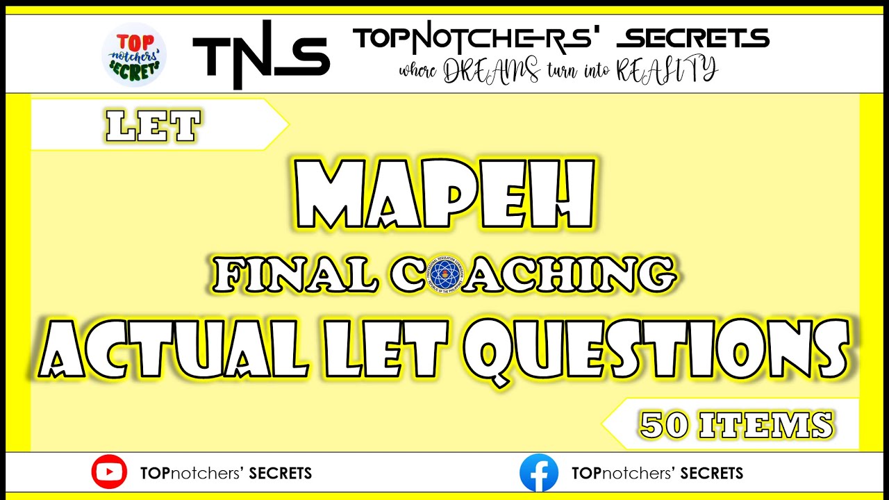NEW CURRICULUM l LET MARCH 2023 l MAPEH l 50 items l TOPnotchers' SECRETS