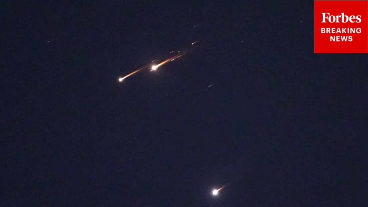 Missiles Seen Streaking Across The Sky Over Israel As Iranian Attacks Continue