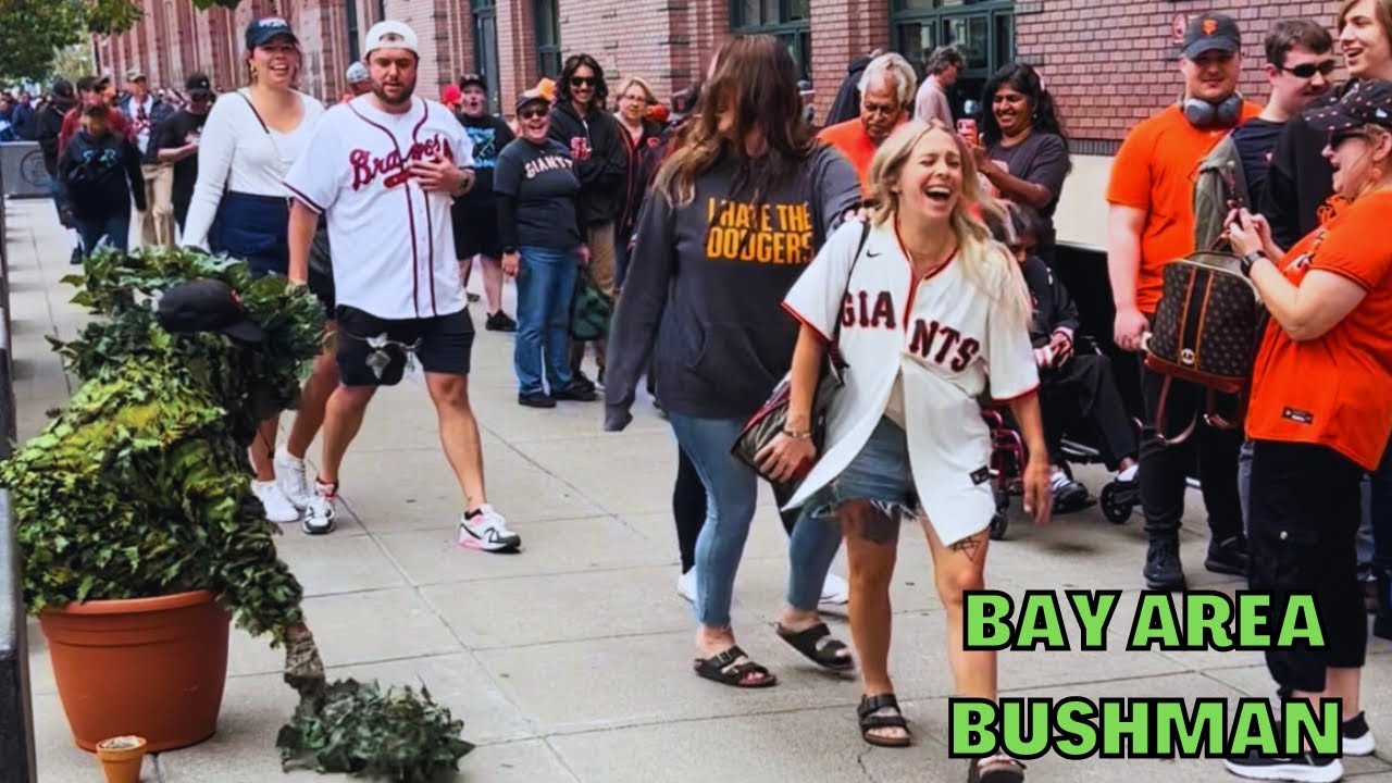 Bushman prank on 36,000 fans walking to the San Francisco Giants baseball game at Oracle Park!
