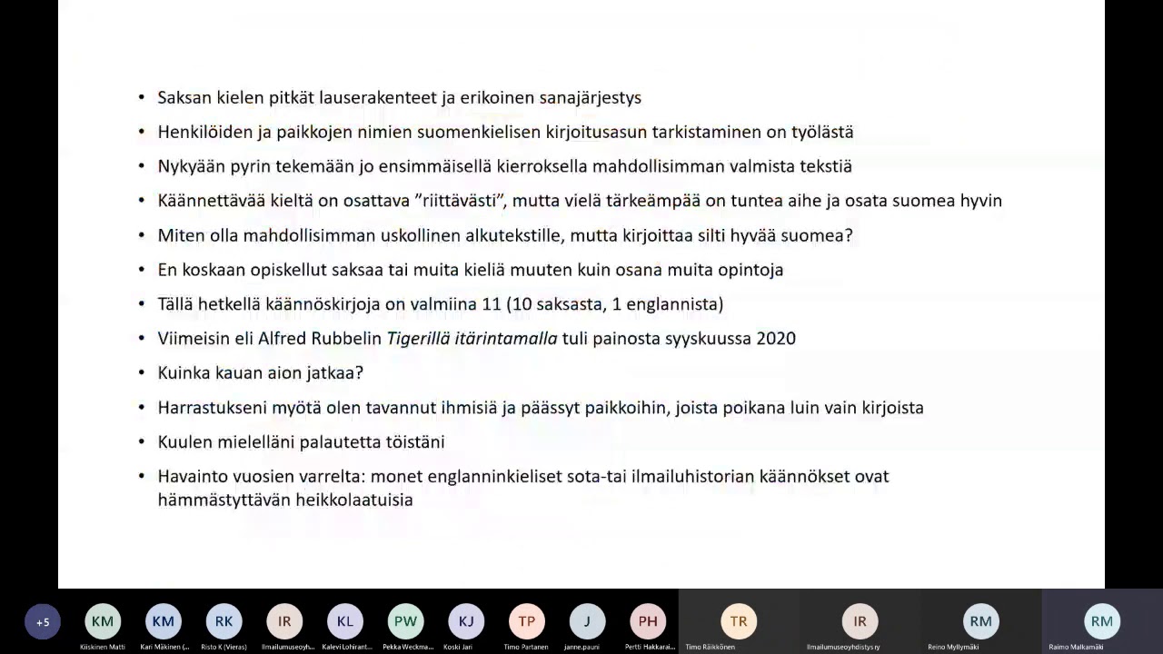 Ilmailukirjallisuusp&auml;iv&auml; Raimo Malkam&auml;ki Saksankielisten ilmailu  ja sotahistoriakirjojen k&auml;&auml;nt&auml;mine