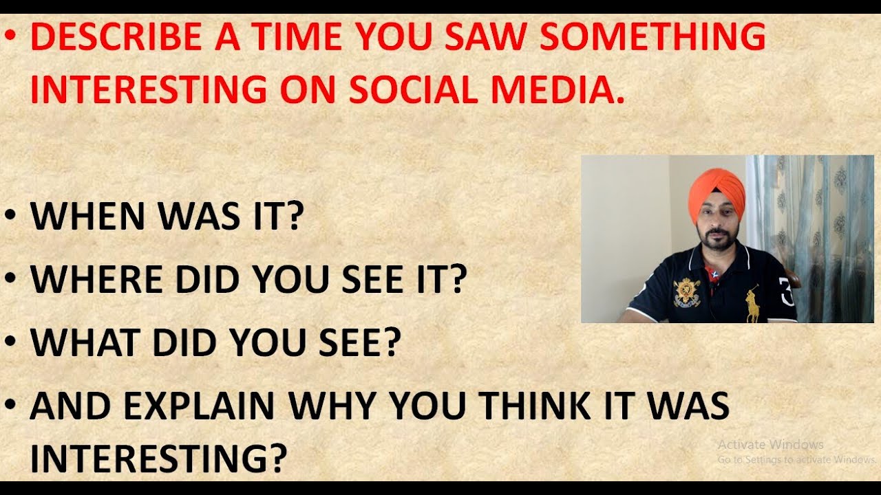 DESCRIBE A TIME YOU SAW SOMETHING INTERESTING ON SOCIAL MEDIA (IELTS latest cue card)