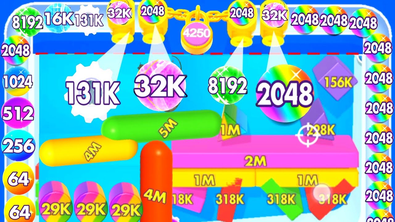Bounce Merge | bounce and collect in bounce Merge 2048 impossible score 2048, 4096, 8192..64k, 128k,