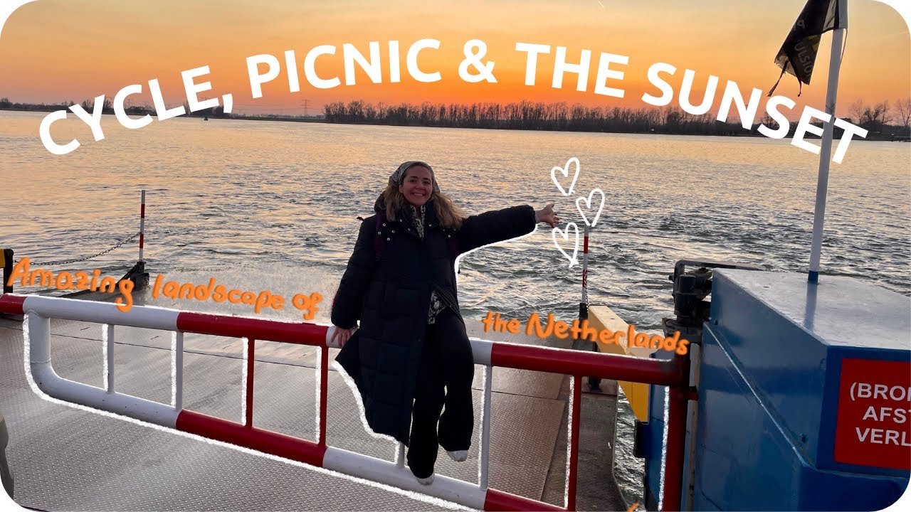 Tr sub•Bike ride to Biesbosch 🚲 ~ Beautiful landscape of The NL, Sunset Picnic 🧺🍓& ferry journey