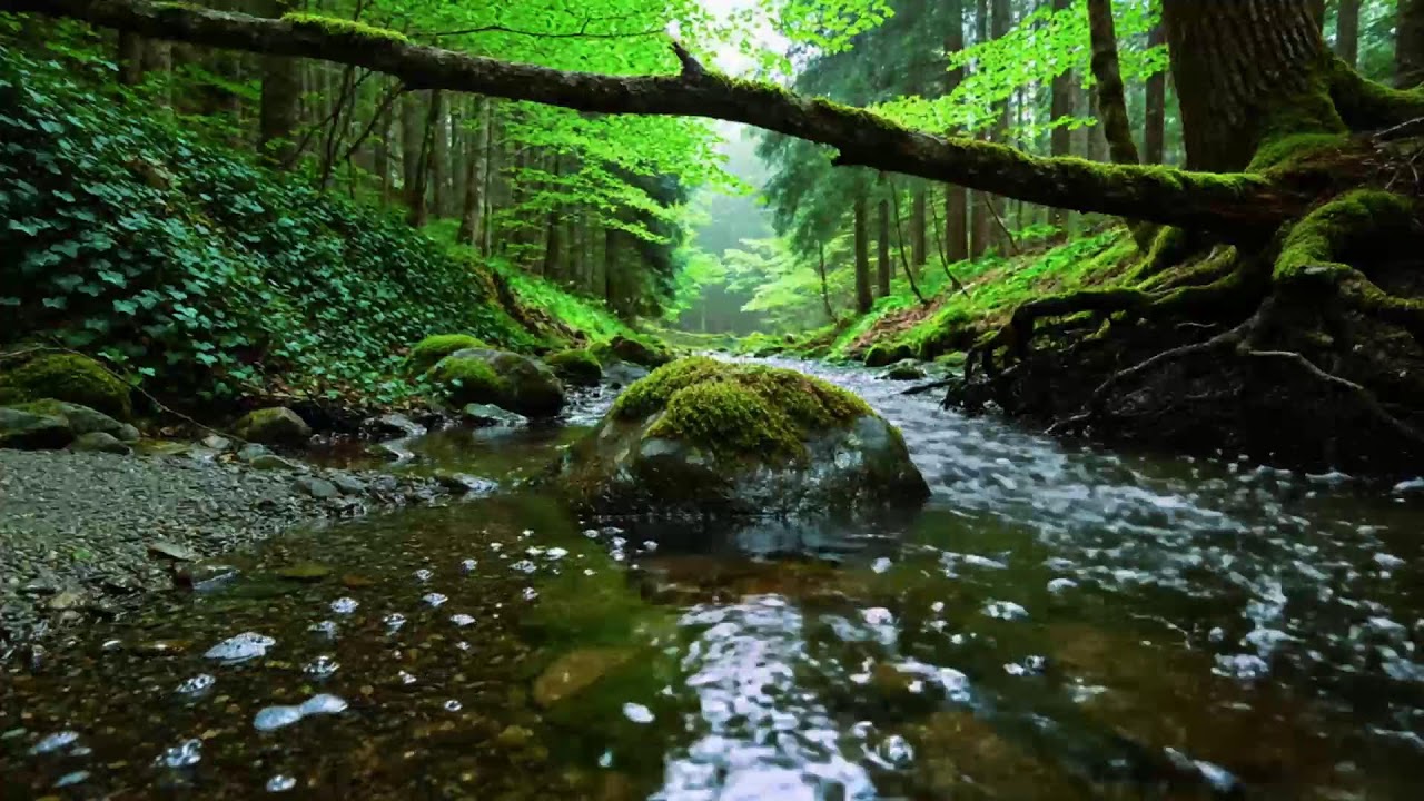 Calming Forest Ambience 🌿 River Flowing Birds Chirping in Hidden Forest Ambience for Rest Medicine