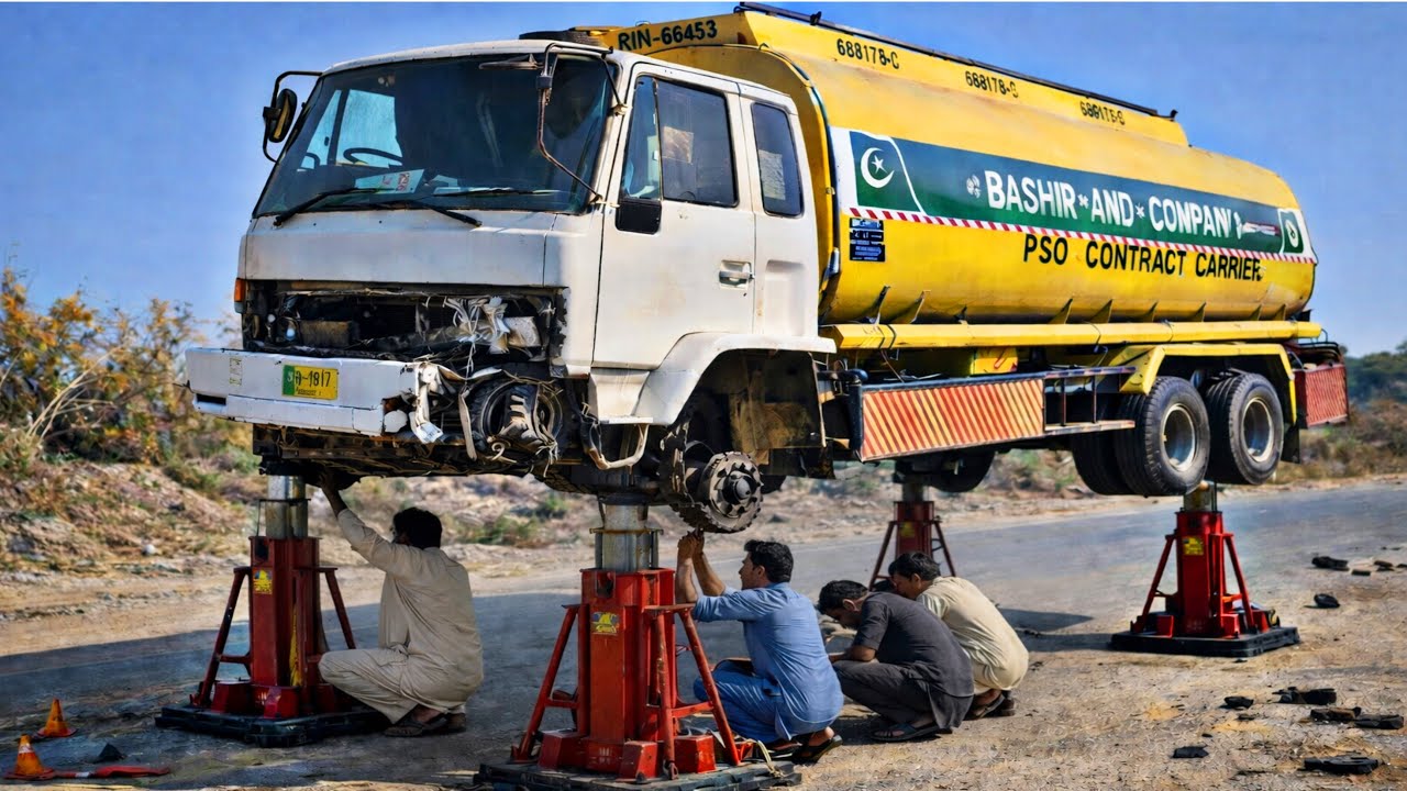 Broken Front Axle Suspension Repair of Petrol Tanker @pkmechanics 