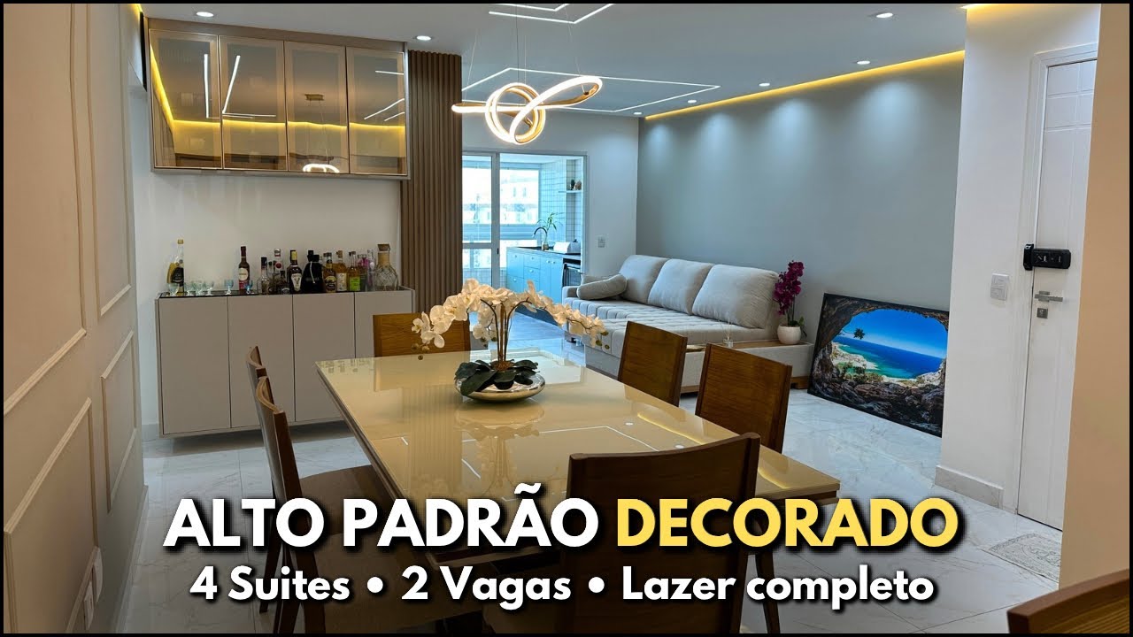 #601 APARTAMENTO DE ALTO PADRÃO COM 4 SUÍTES DECORADO EM PRAIA GRANDE, GUILHERMINA 