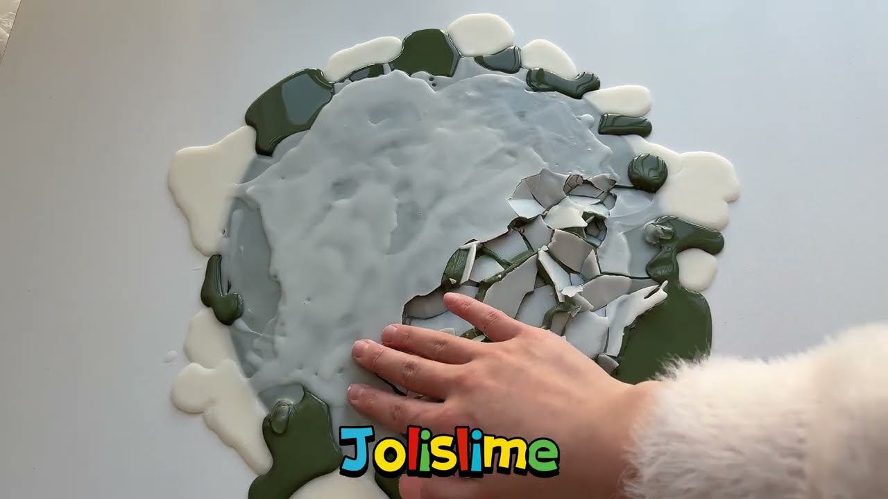 Matcha Green Tea Slime with Creamy White Wax Topping | Satisfying Crunchy Slime ASMR