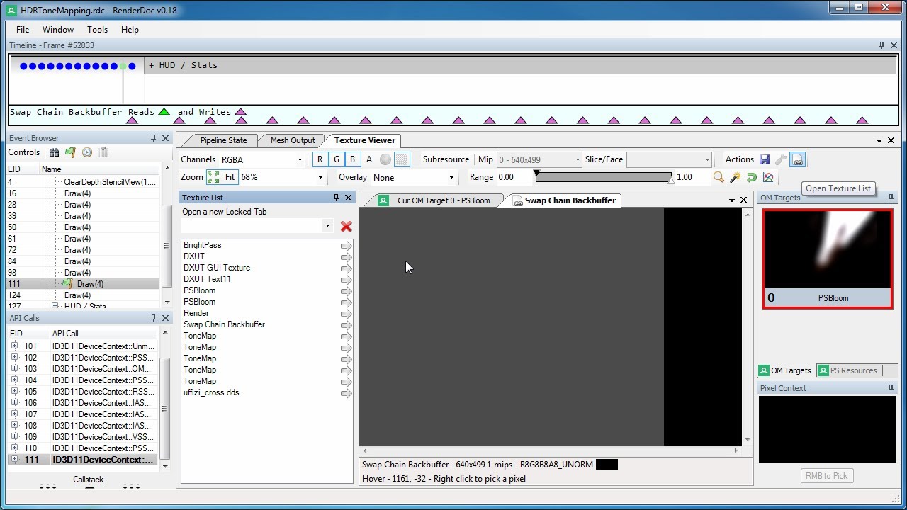 RenderDoc - Texture list & Locked texture views